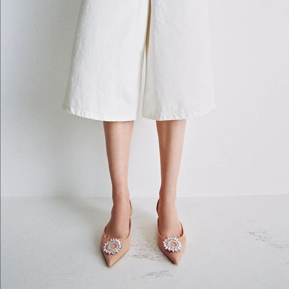 ZARA Jewel Trim Kitten Heels - Picture 1 of 6